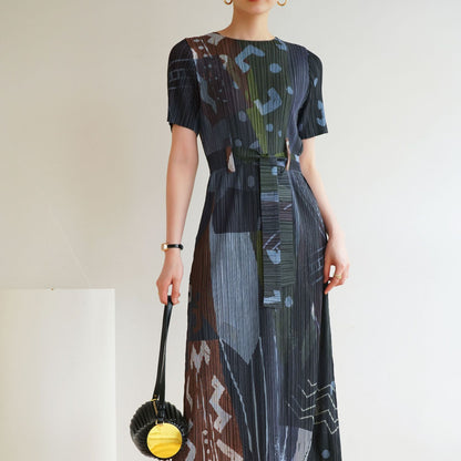 Polyester Pleated Dress | Medium Length, One Size