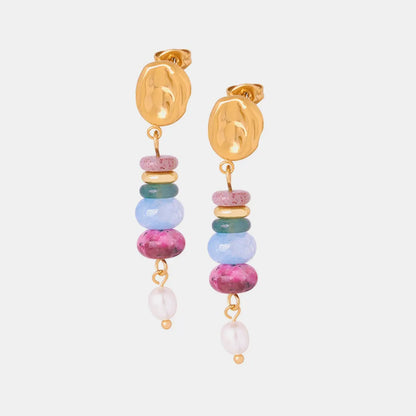 Natural Stone Earrings | Freshwater Pearl Dangle