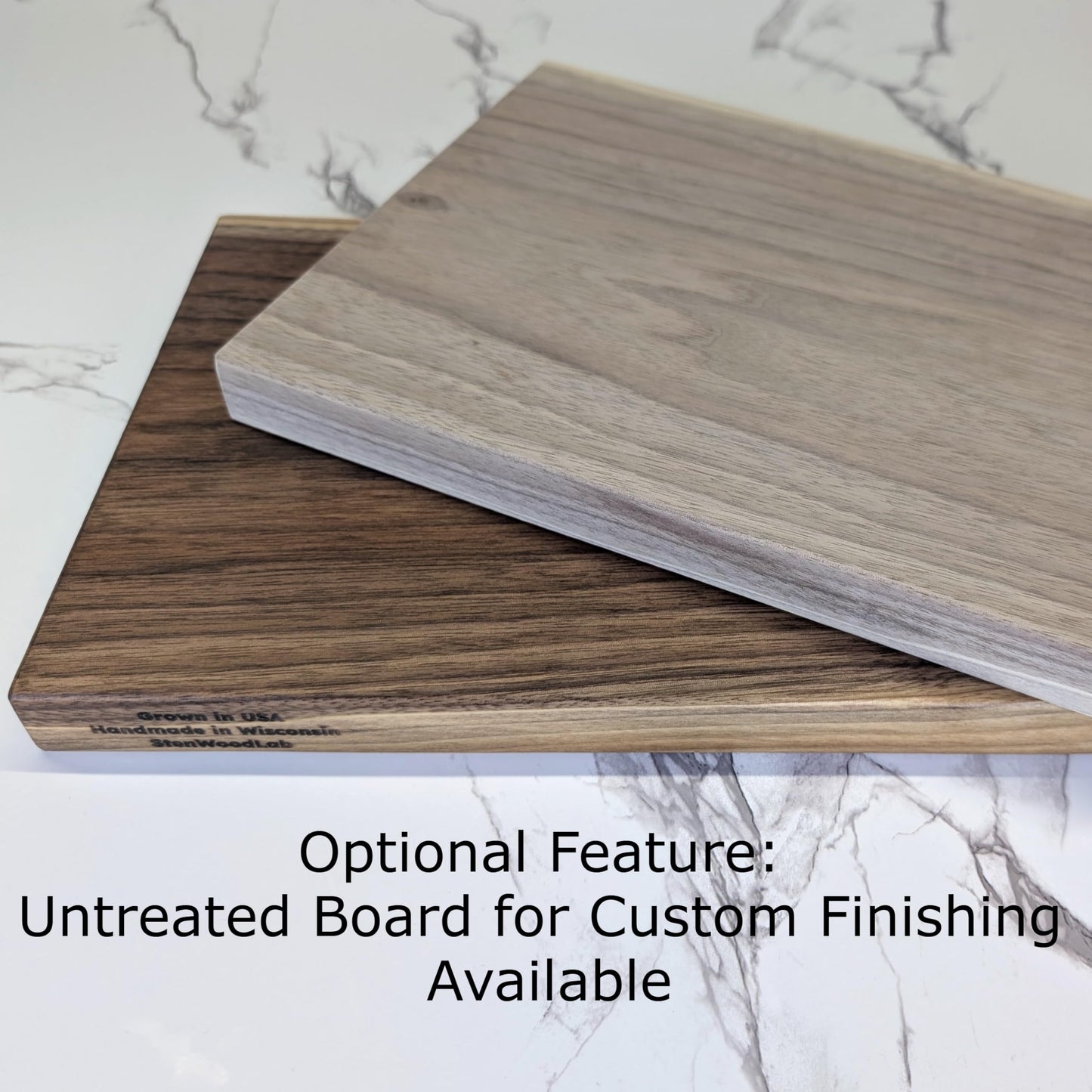 No Glue, One Piece Walnut Wood - Thick Solid Black Walnut Cutting Board, Wholly Handmade in USA, Small, 10" x 7.5" x 0.8" (1.6 Lb)