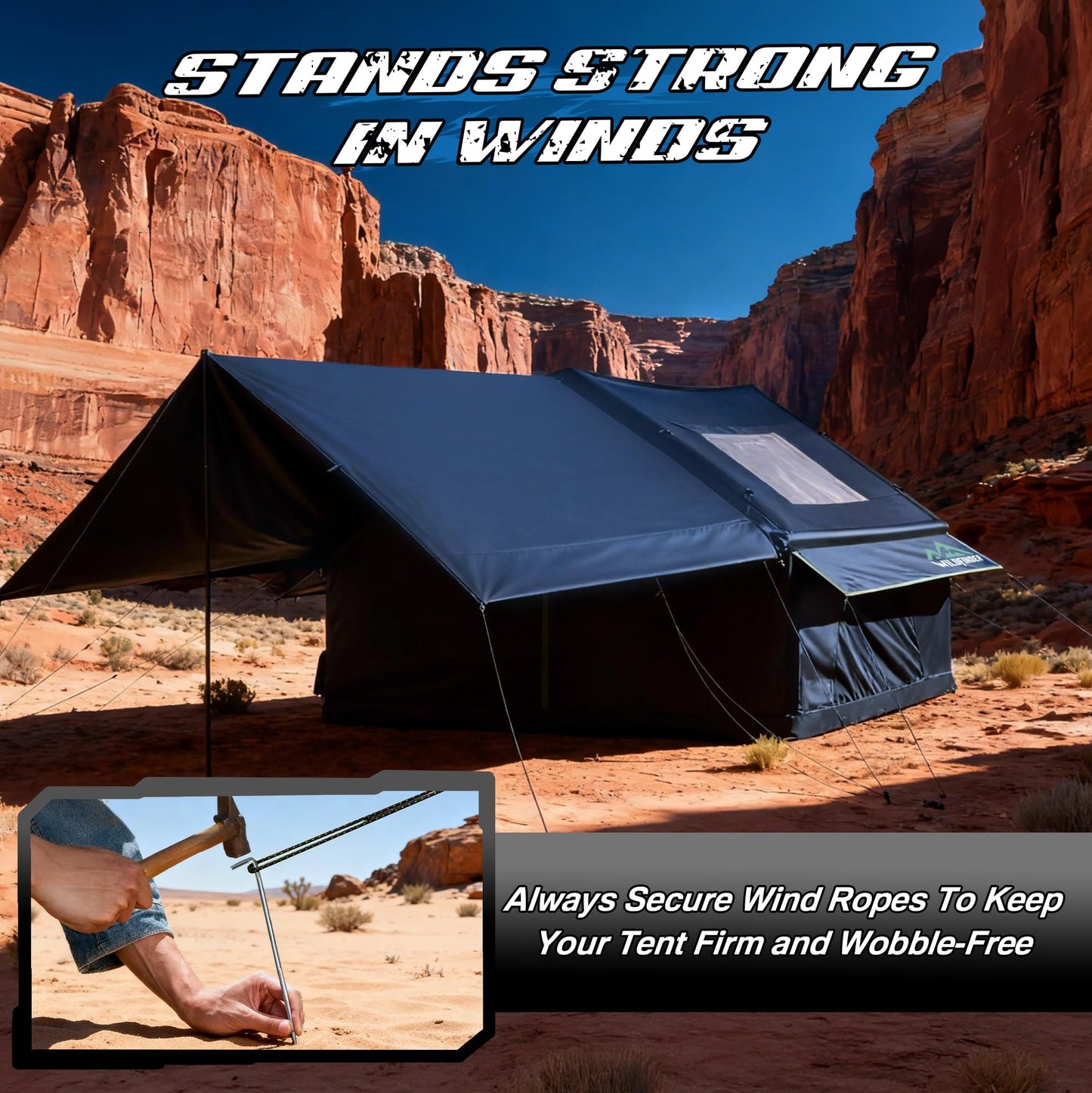 Inflatable Tent with Skylight, Quick Setup Blow Up Tents with Pump, Hot Tent with Stove Jack, Waterproof Oxford Inflatable House for Camping, Air Glamping Tents for Camping Adult