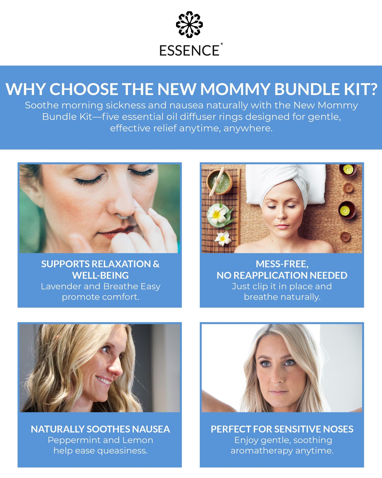 Essence Nasal Diffuser Self Care Bundle – Essential Oil Silicone Nose Rings for Stress, Energy & Mental Clarity – Wearable Aromatherapy Pack for Wellness & Mood Balance