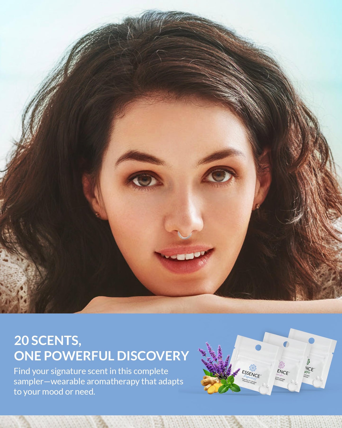 Essence Nasal Diffuser Self Care Bundle – Essential Oil Silicone Nose Rings for Stress, Energy & Mental Clarity – Wearable Aromatherapy Pack for Wellness & Mood Balance