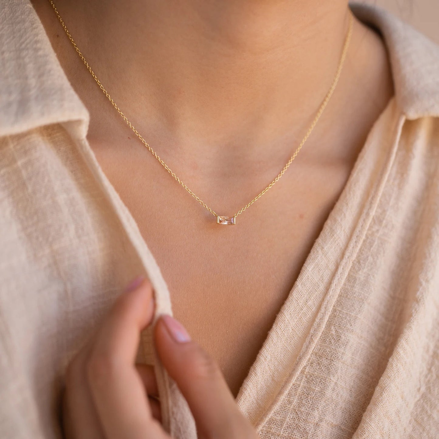 Stainless Steel Birthday Stone Necklace | 12 Zirconia