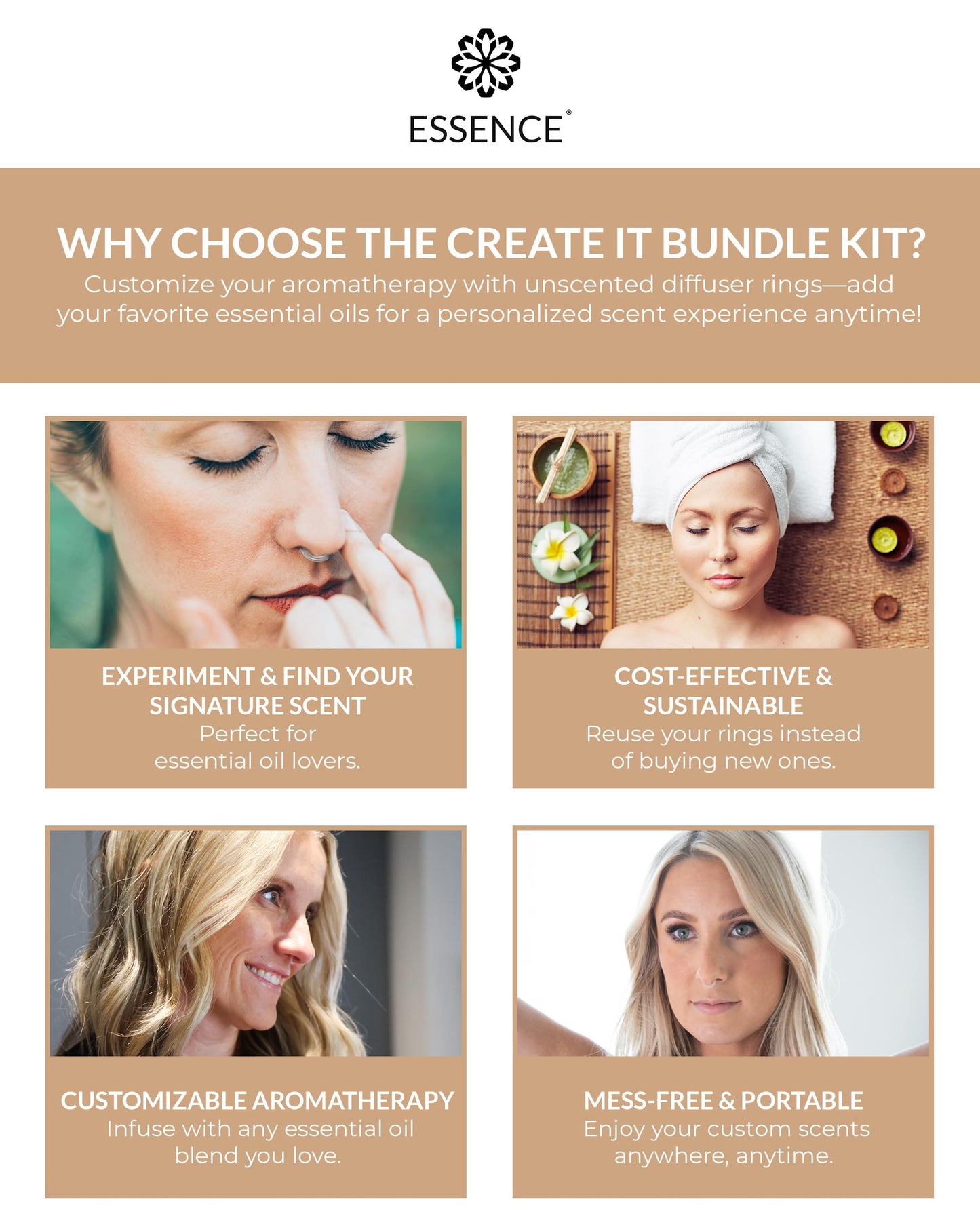 Essence Nasal Diffuser Self Care Bundle – Essential Oil Silicone Nose Rings for Stress, Energy & Mental Clarity – Wearable Aromatherapy Pack for Wellness & Mood Balance