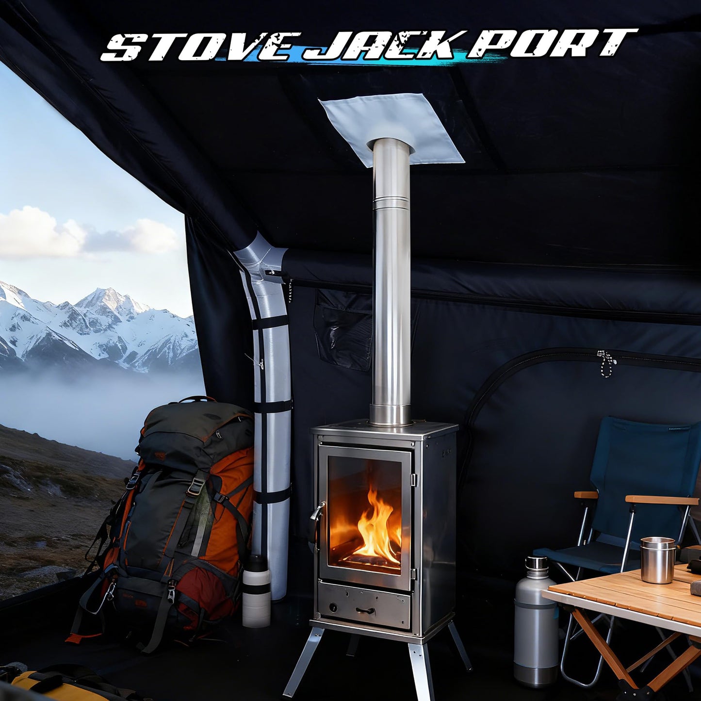 Inflatable Tent with Skylight, Quick Setup Blow Up Tents with Pump, Hot Tent with Stove Jack, Waterproof Oxford Inflatable House for Camping, Air Glamping Tents for Camping Adult
