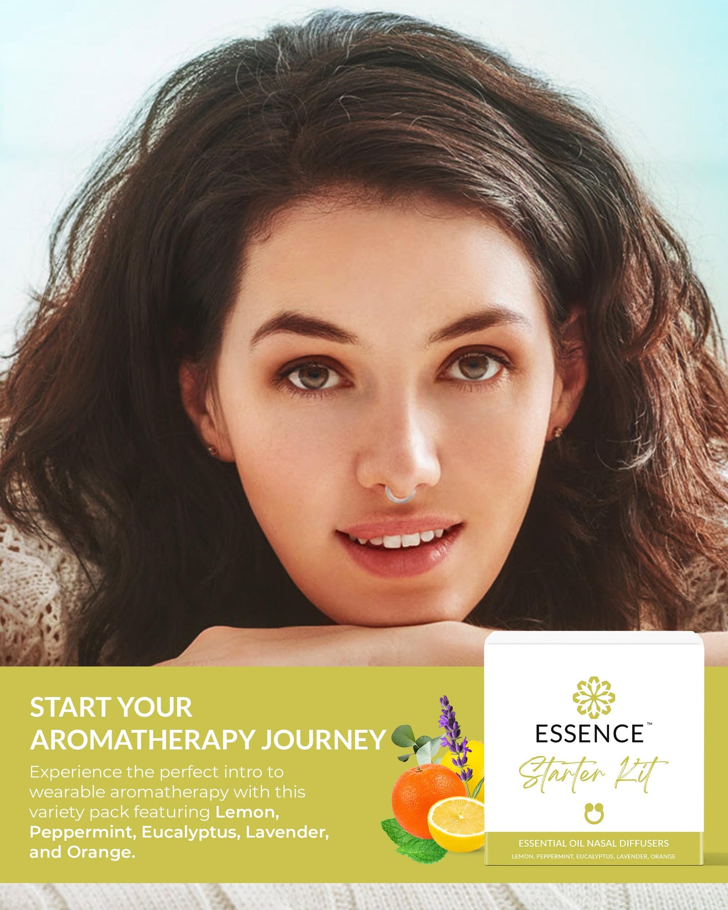 Essence Nasal Diffuser Self Care Bundle – Essential Oil Silicone Nose Rings for Stress, Energy & Mental Clarity – Wearable Aromatherapy Pack for Wellness & Mood Balance
