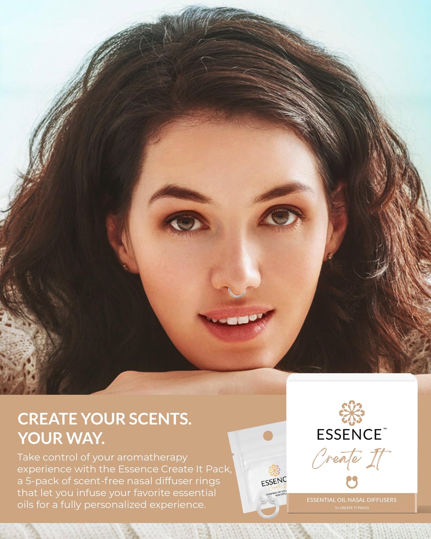 Essence Nasal Diffuser Self Care Bundle – Essential Oil Silicone Nose Rings for Stress, Energy & Mental Clarity – Wearable Aromatherapy Pack for Wellness & Mood Balance