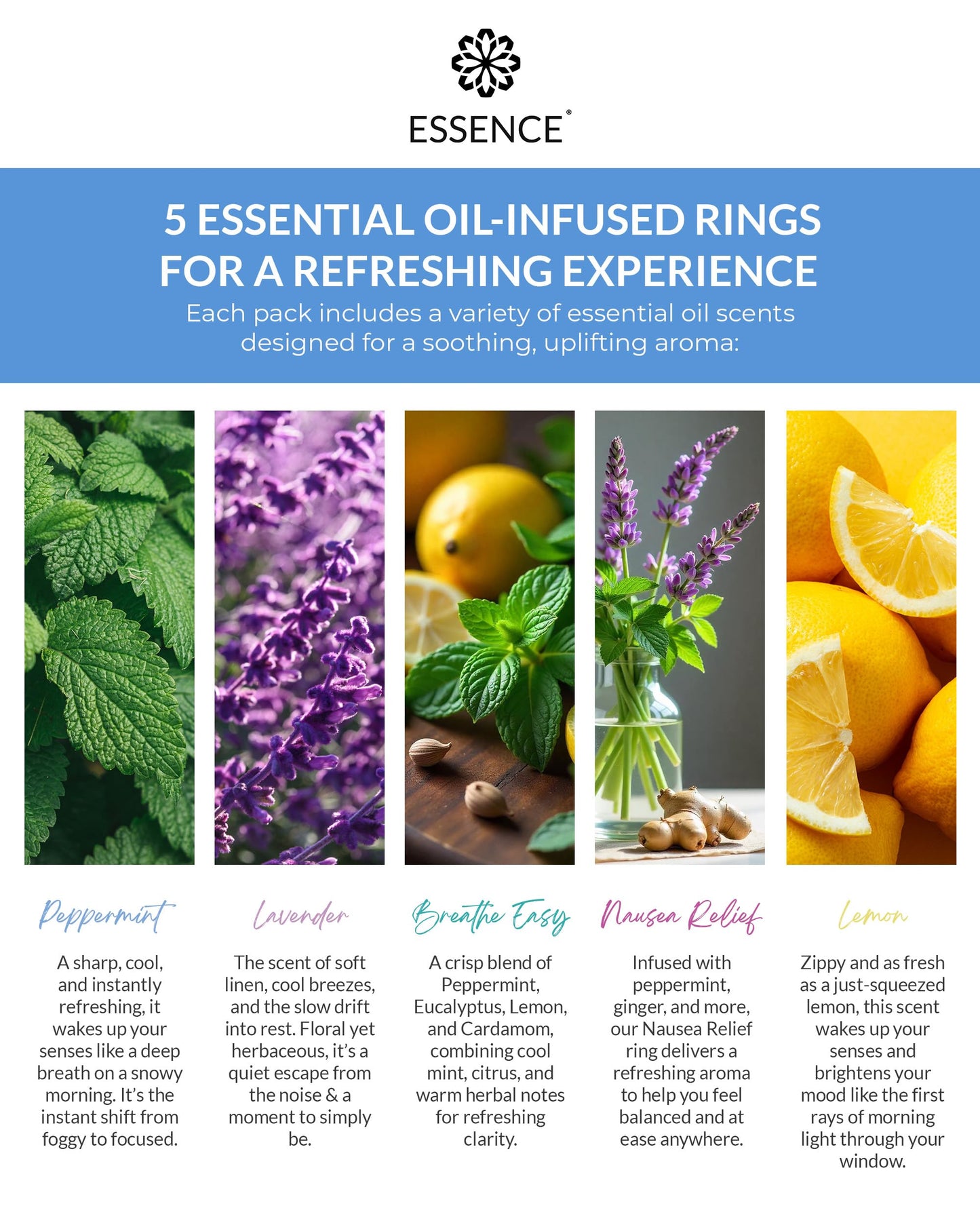 Essence Nasal Diffuser Self Care Bundle – Essential Oil Silicone Nose Rings for Stress, Energy & Mental Clarity – Wearable Aromatherapy Pack for Wellness & Mood Balance