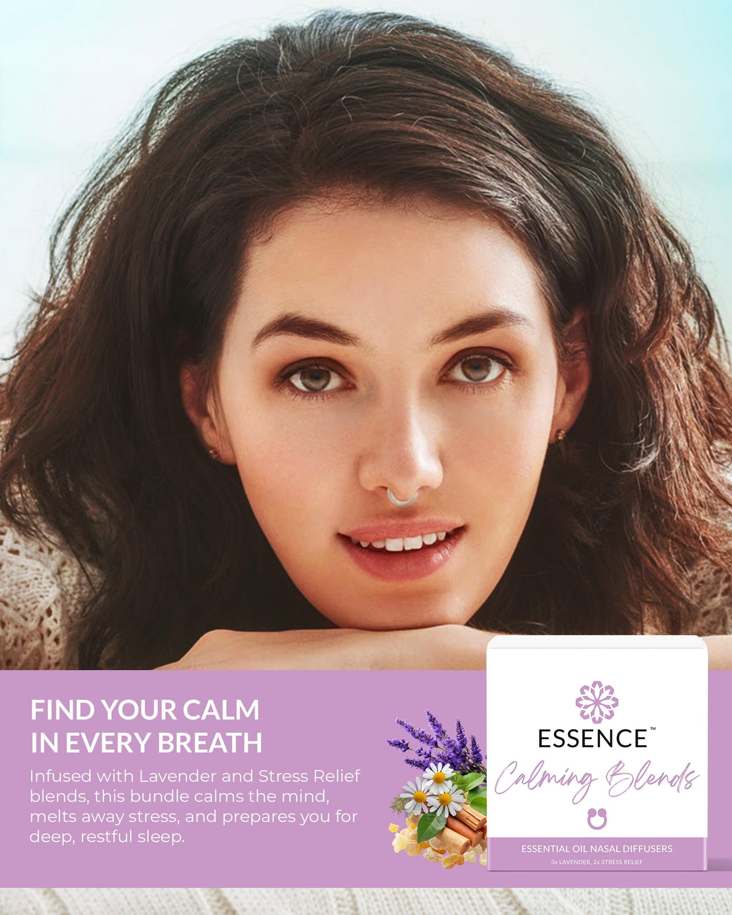 Essence Nasal Diffuser Self Care Bundle – Essential Oil Silicone Nose Rings for Stress, Energy & Mental Clarity – Wearable Aromatherapy Pack for Wellness & Mood Balance