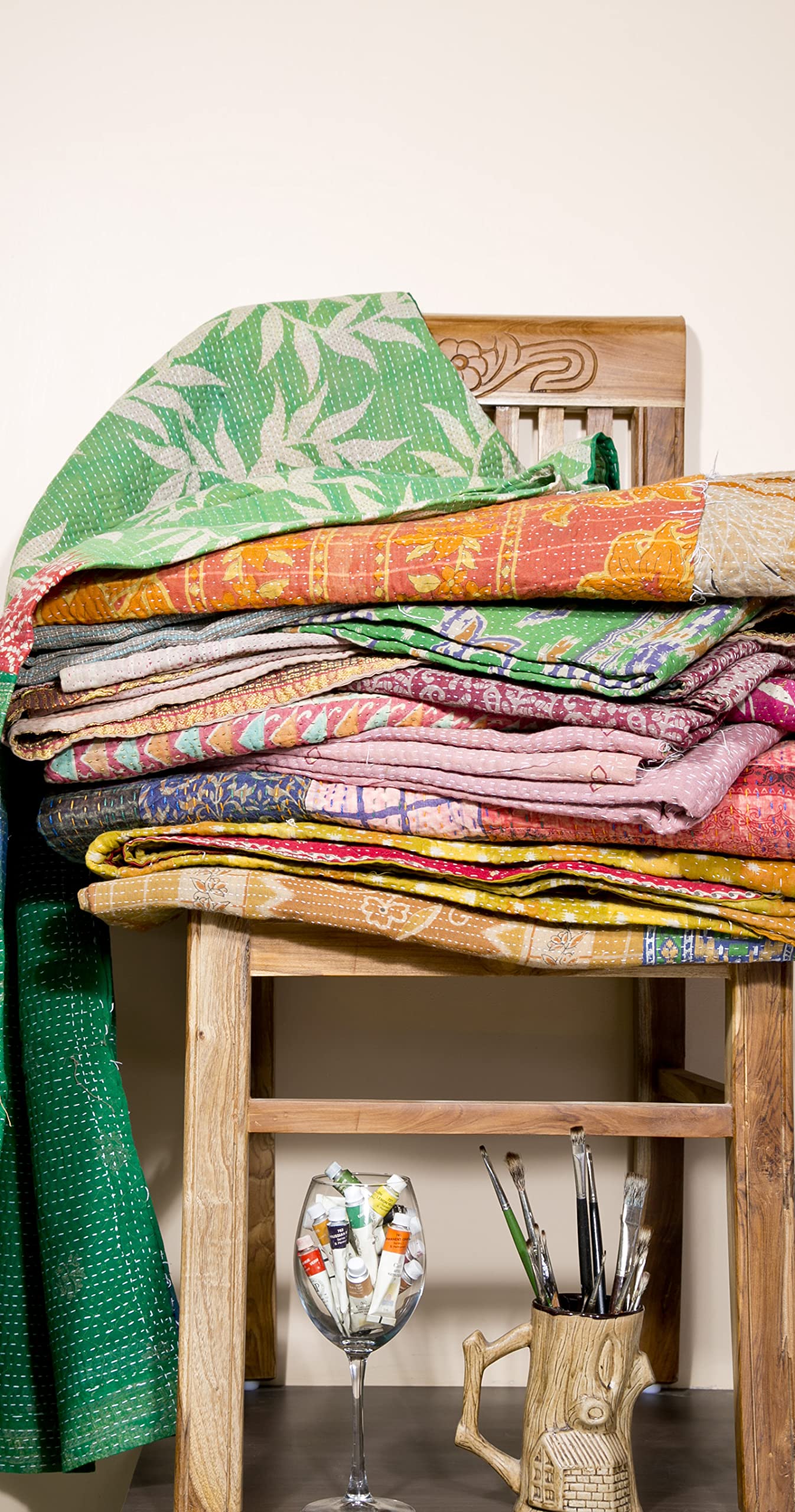 Vintage Kantha Quilts Handmade Old Saree Made gudari Boho Bedding Throw Blanket Bedspread Rally