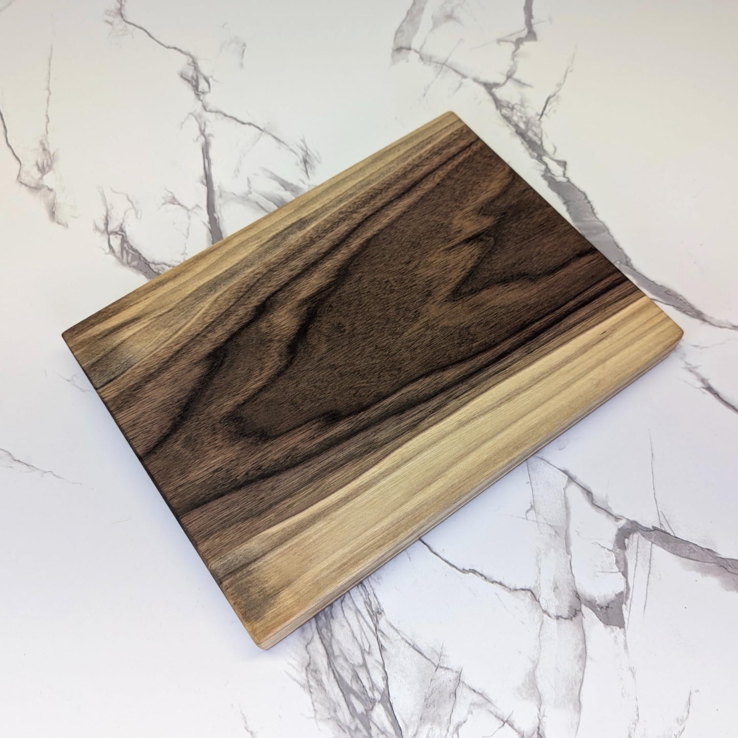 No Glue, One Piece Walnut Wood - Thick Solid Black Walnut Cutting Board, Wholly Handmade in USA, Small, 10" x 7.5" x 0.8" (1.6 Lb)