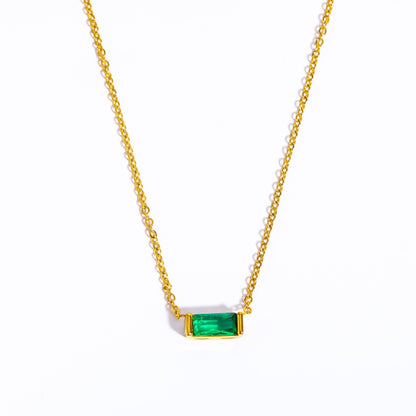Stainless Steel Birthday Stone Necklace | Zirconia, 40+5cm