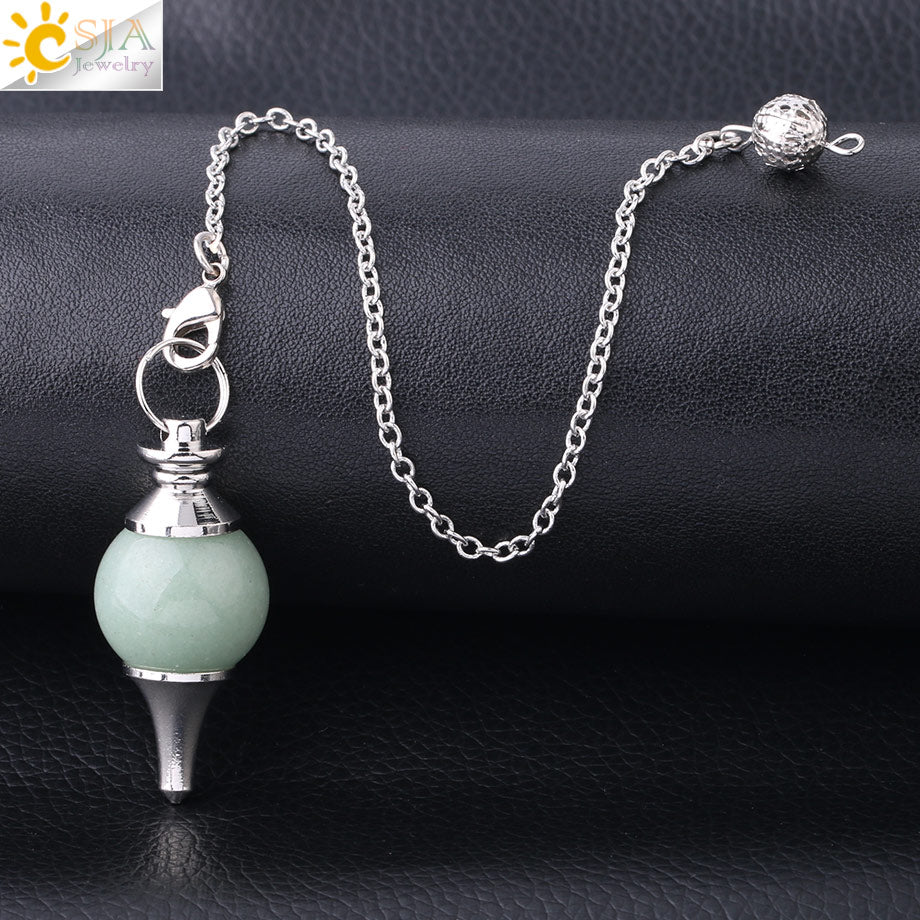 CSJA Balance Reiki Natural Stone Crystal Red Agates Dowsing Pendulum Circular Cone Charm Pendant