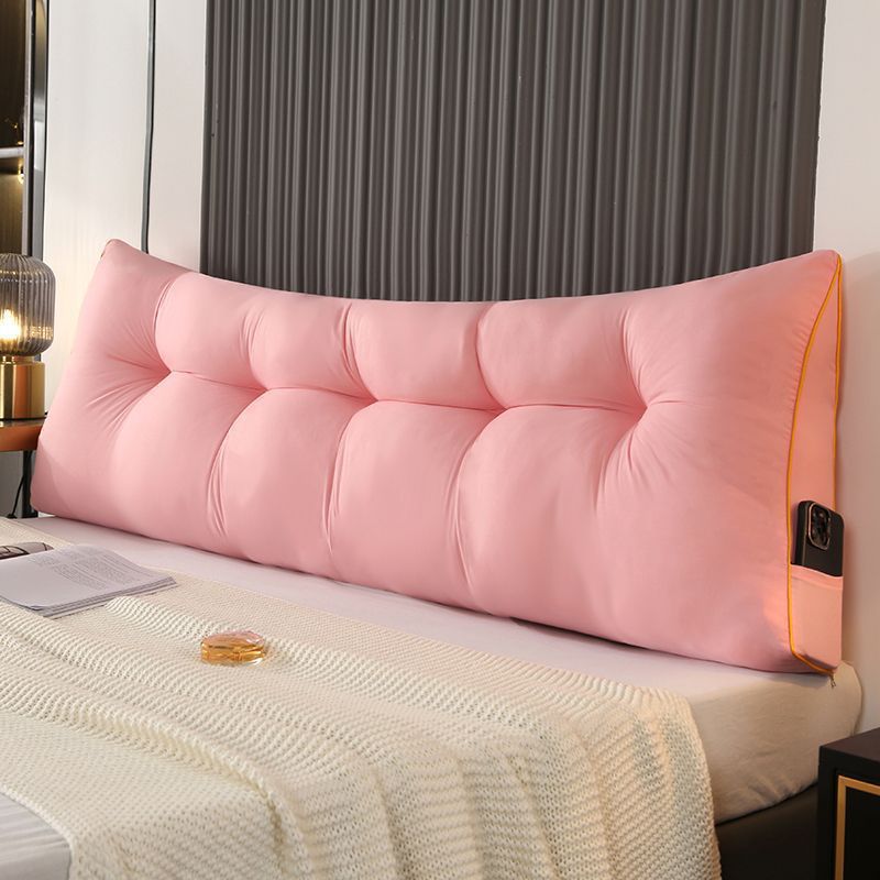 Fluffy Warm Feather-Cotton Backrest - Classic Solid Brushed Triangular Bed Cushion
