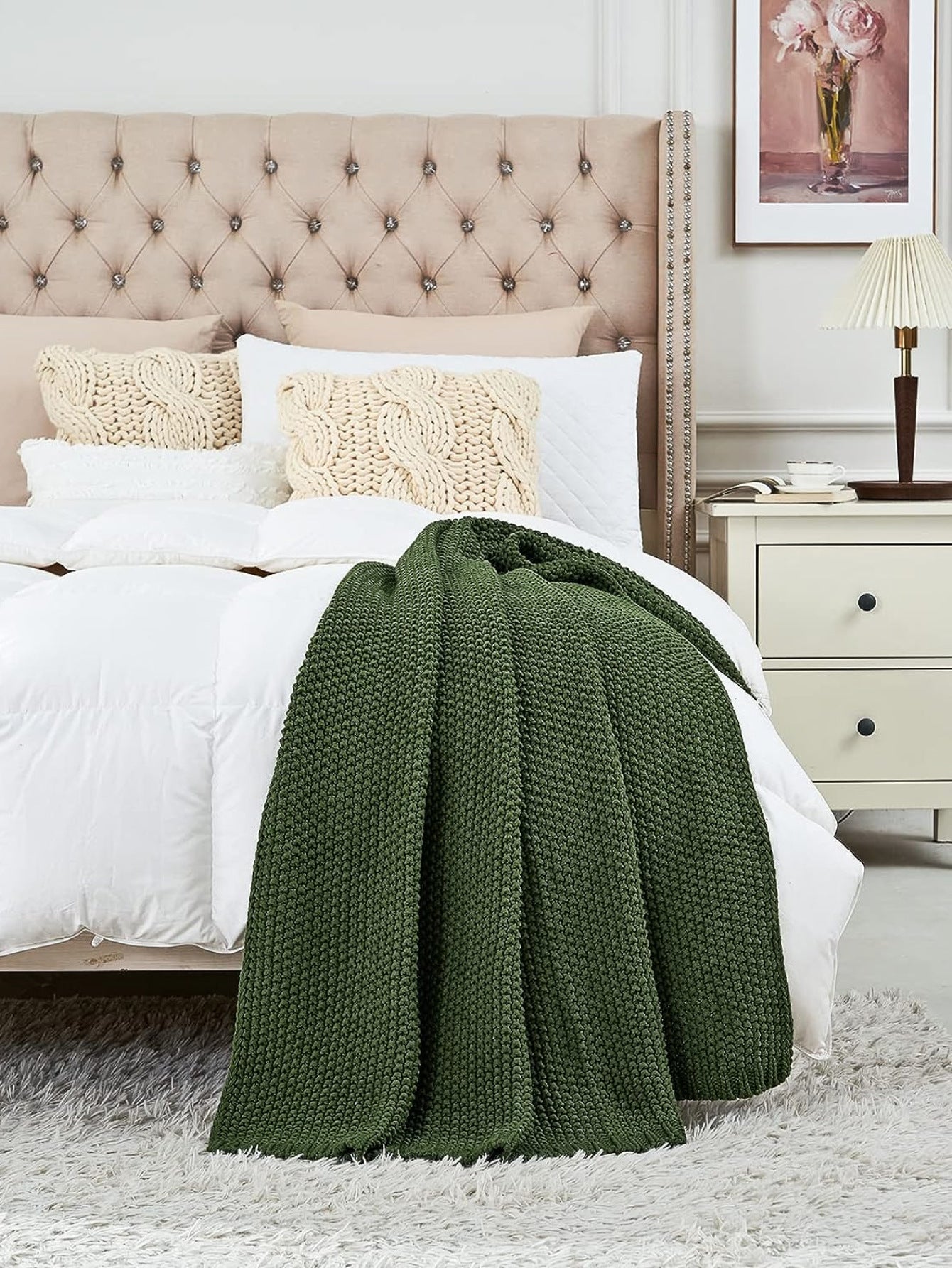 Acrylic Knitted Blanket | Geometric Pattern, 130X160CM