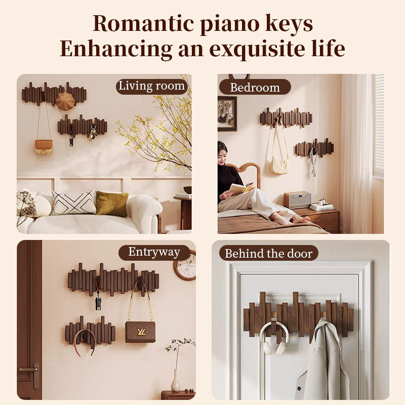 Beech Wood Wall-Mounted Piano Key Coat Rack