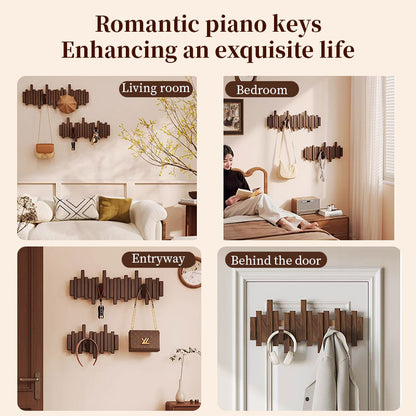 Beech Wood Wall-Mounted Piano Key Coat Rack