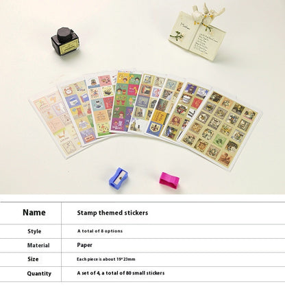 Hand Painted Paris London Stamp Stickers Journal Diary Decorations