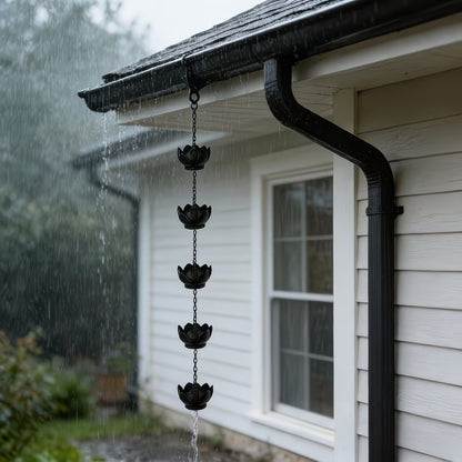 Metal Rain Chain | 8.5ft Rust-Resistant Lotus Design