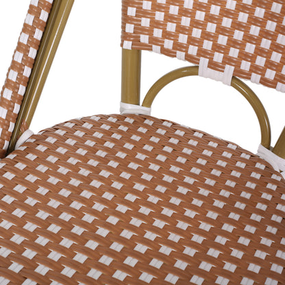 Aluminum Frame Wicker Bar Stool | Rust, Set of 2