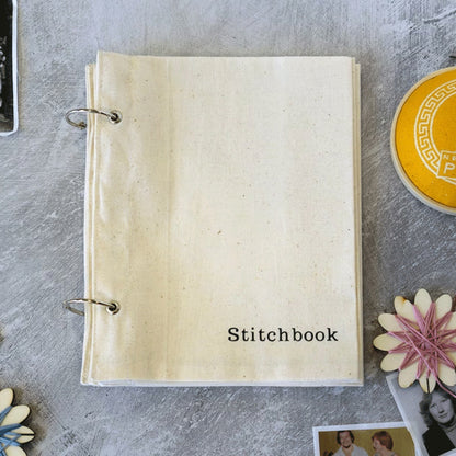 Linen Stitch Blank Fabric Sketchbook Props Milky White 17.6x12.5cm