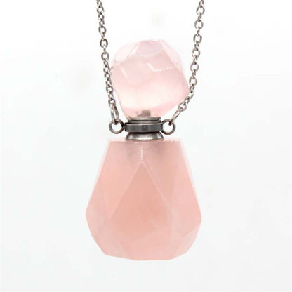 Natural Stone Perfume Bottle Necklace | Fluorite Pendant