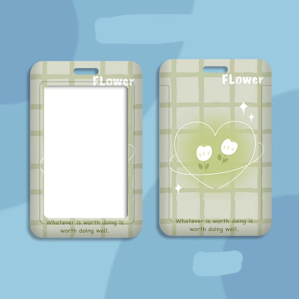 Kawaii ID Card Holder — Illustrated Badge Sleeve, Lanyard or Keychain