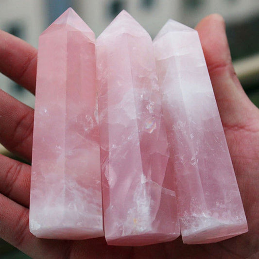 1PC Large 100% Natural Rock Pink Rose Quartz Point Healing Crystal Stone 50-60mm and 70-75mm Handmade Home Decor