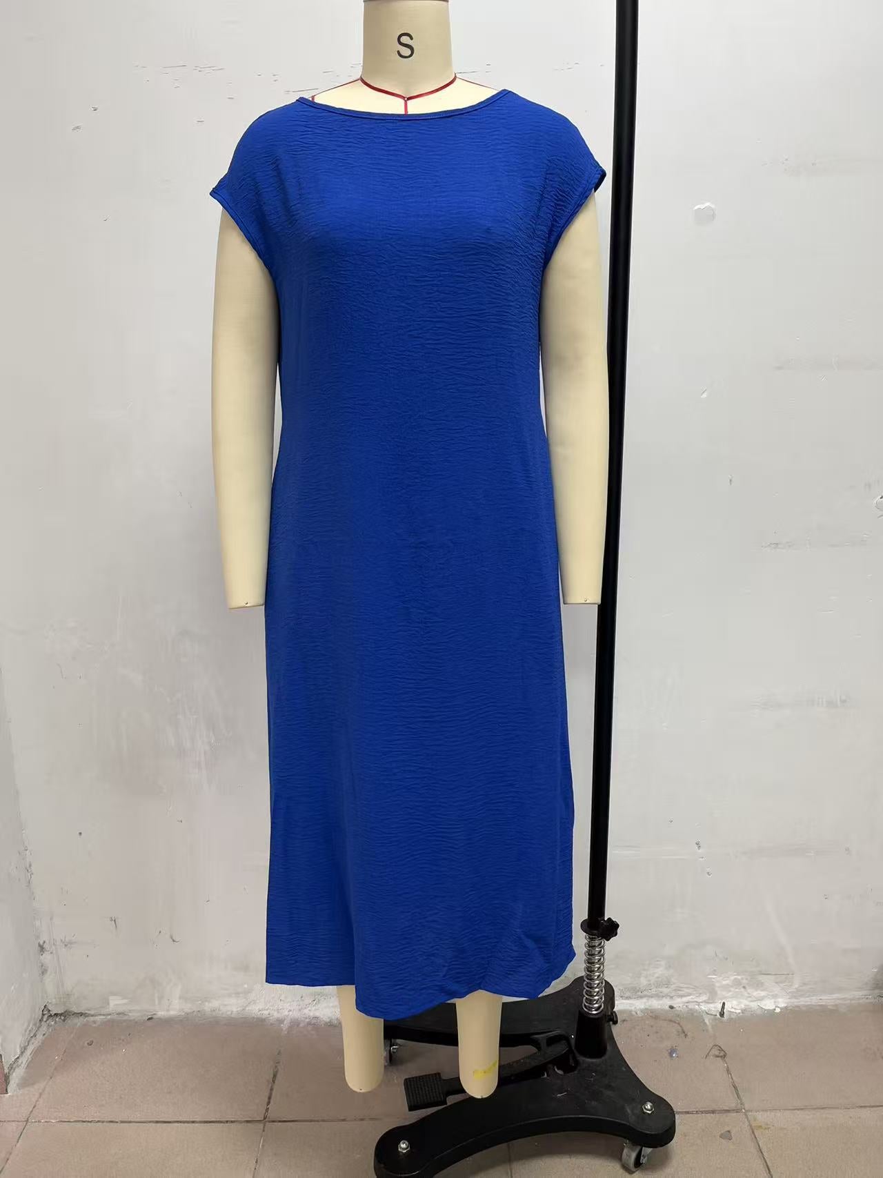 Polyester Sleeveless Slim Fit Dress | White, Black, Blue