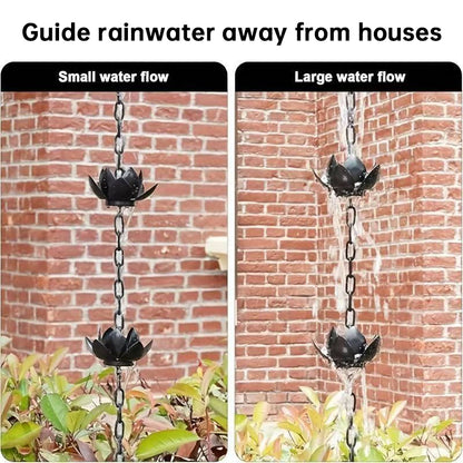 Metal Rain Chain | 8.5ft Rust-Resistant Lotus Design