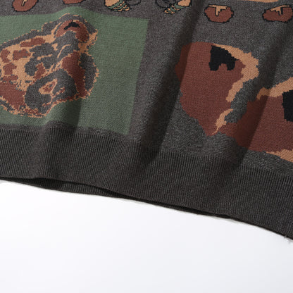 Blended Fiber Jacquard Sweater | Apricot, Green