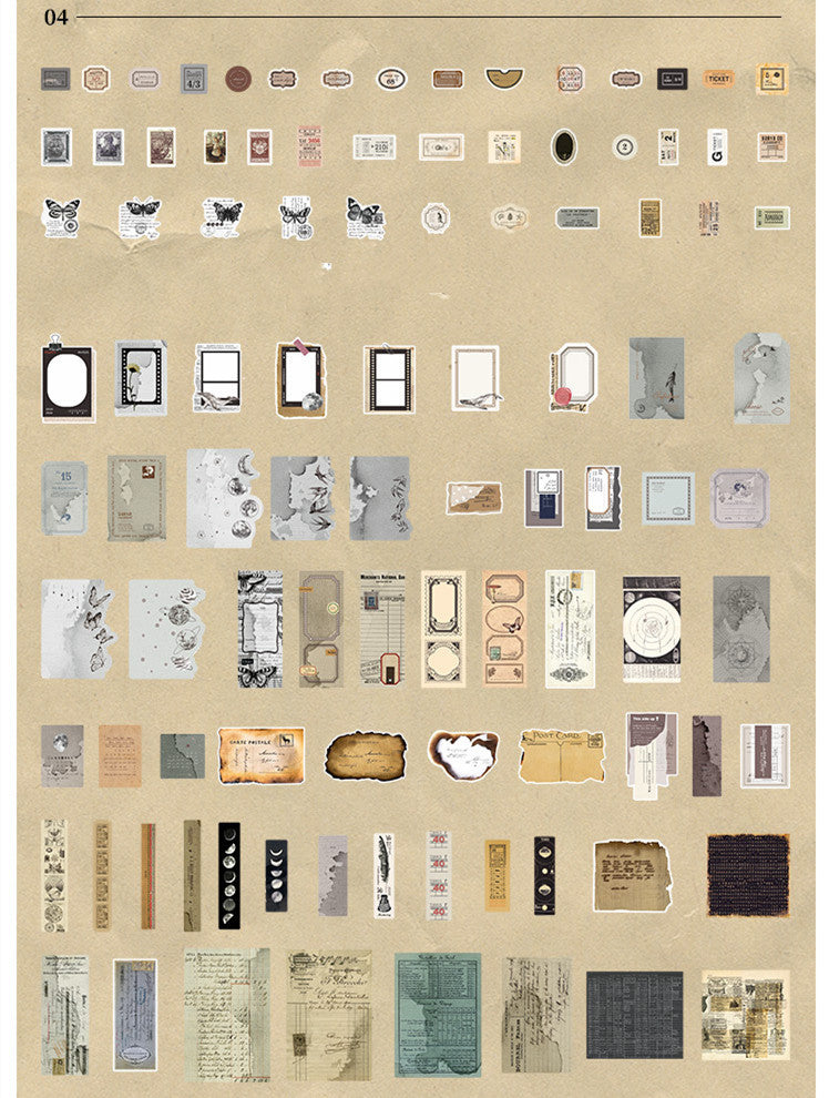 Vintage Journaling Ephemera Sticker Pack — 200 Sheets, 4 Themed Sets