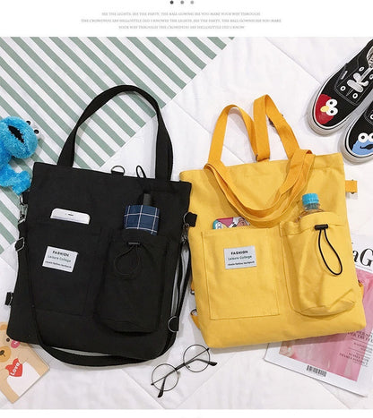 Canvas Backpack | Black, White, Yellow, Pink