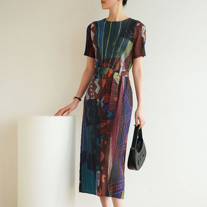 Polyester Pleated Dress | Medium Length, One Size