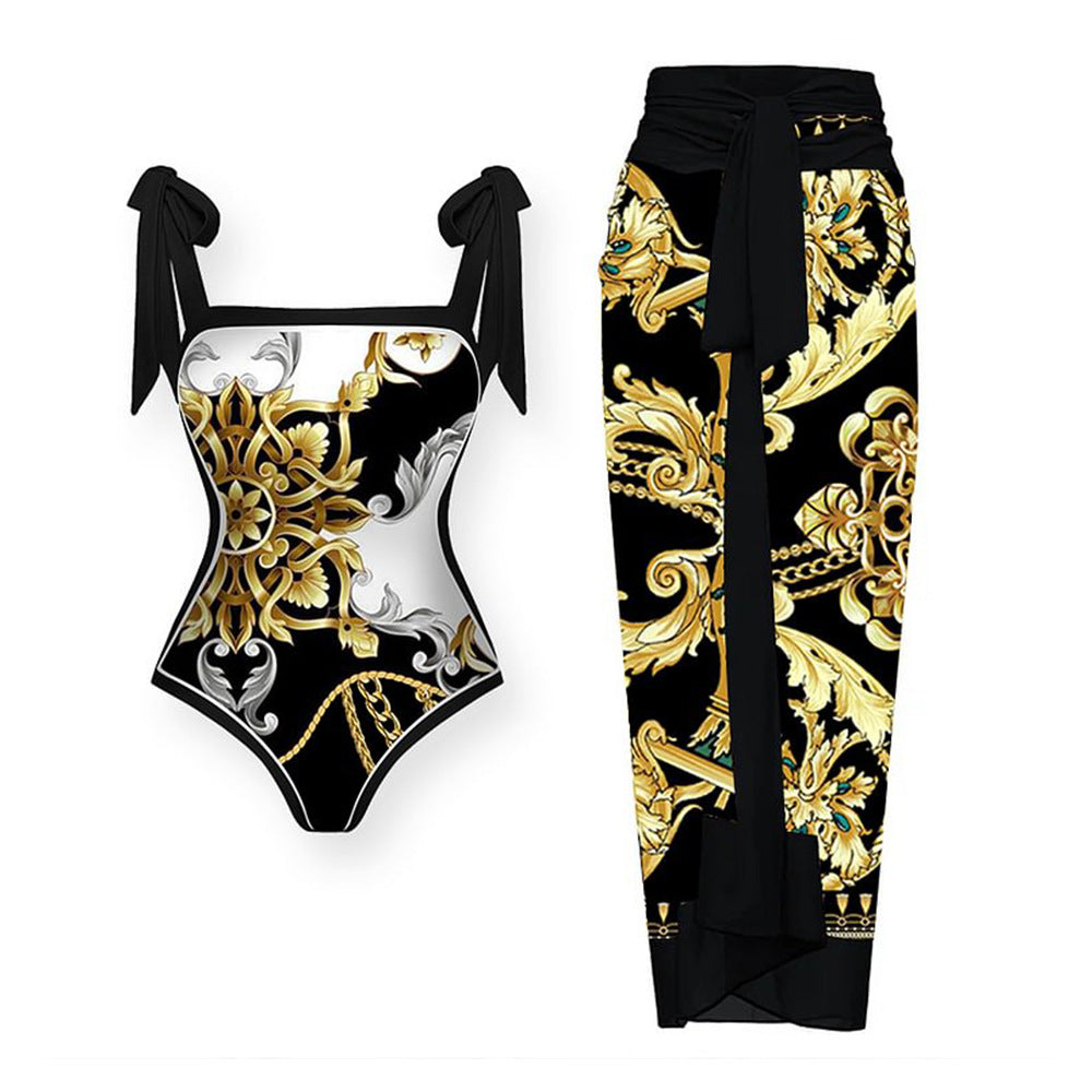 Double-Sided Black One-Piece Swimwear for Women, High-Quality Beach Vacation Swim Suit