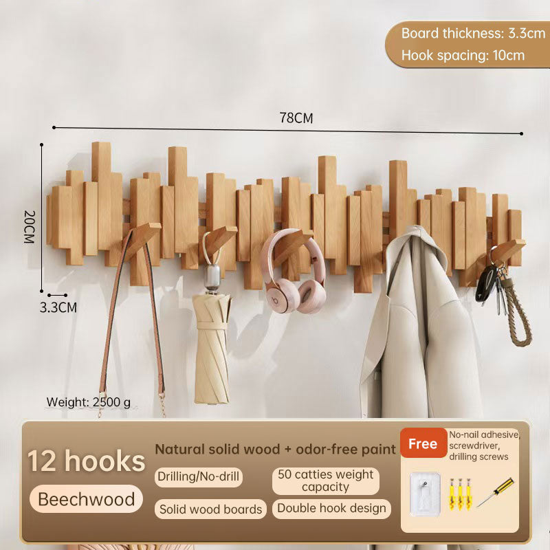 Beech Wood Wall-Mounted Piano Key Coat Rack