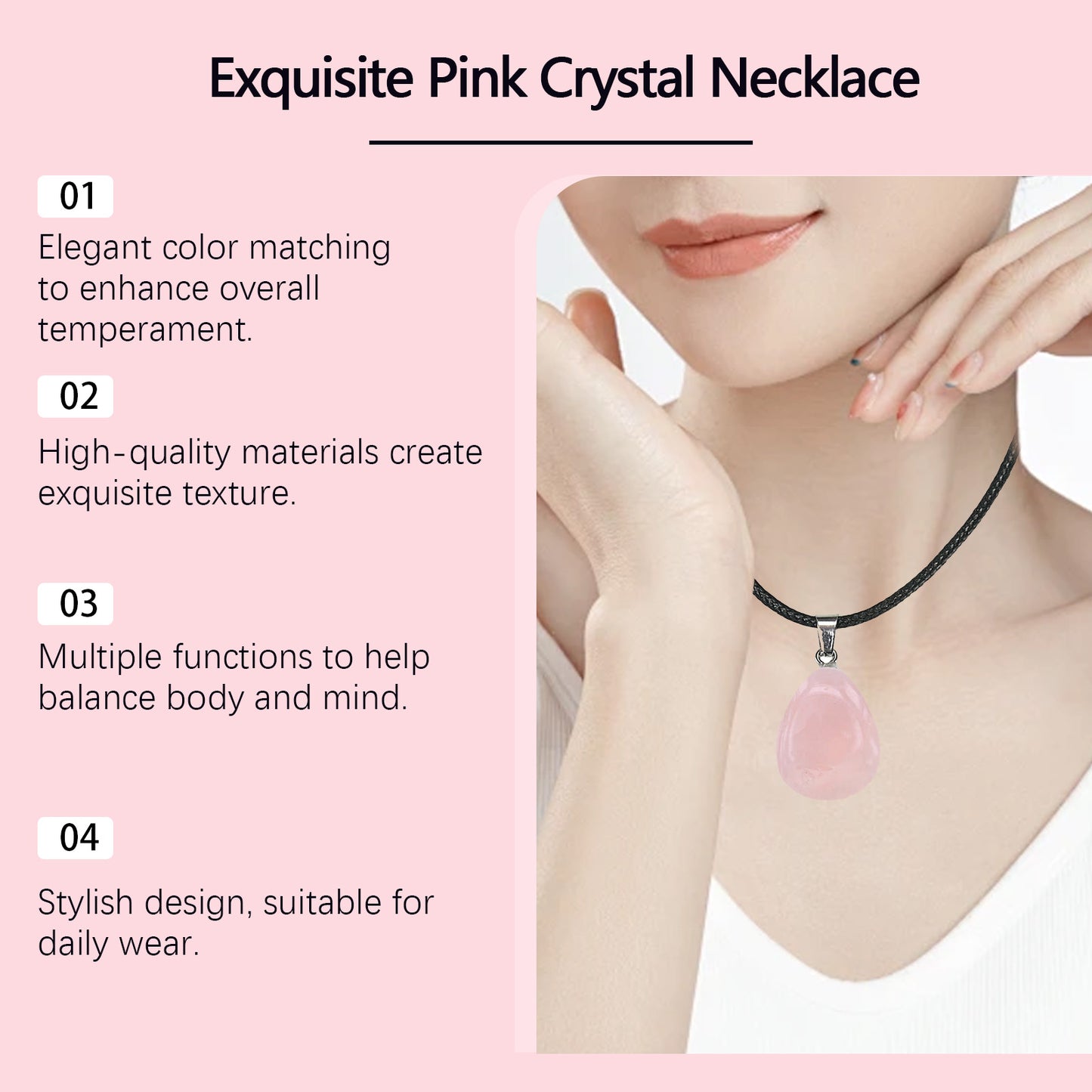 Pink Crystal Necklace | Exquisite Clavicle Chain