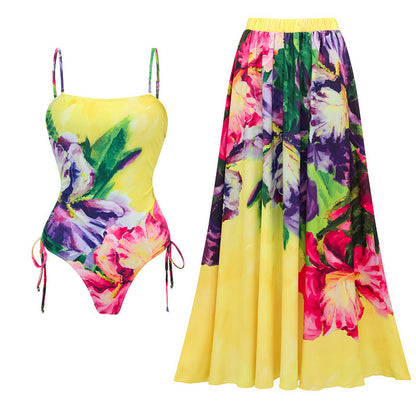 Polyester One-Piece Swimsuit | Bright Yellow, Floral
