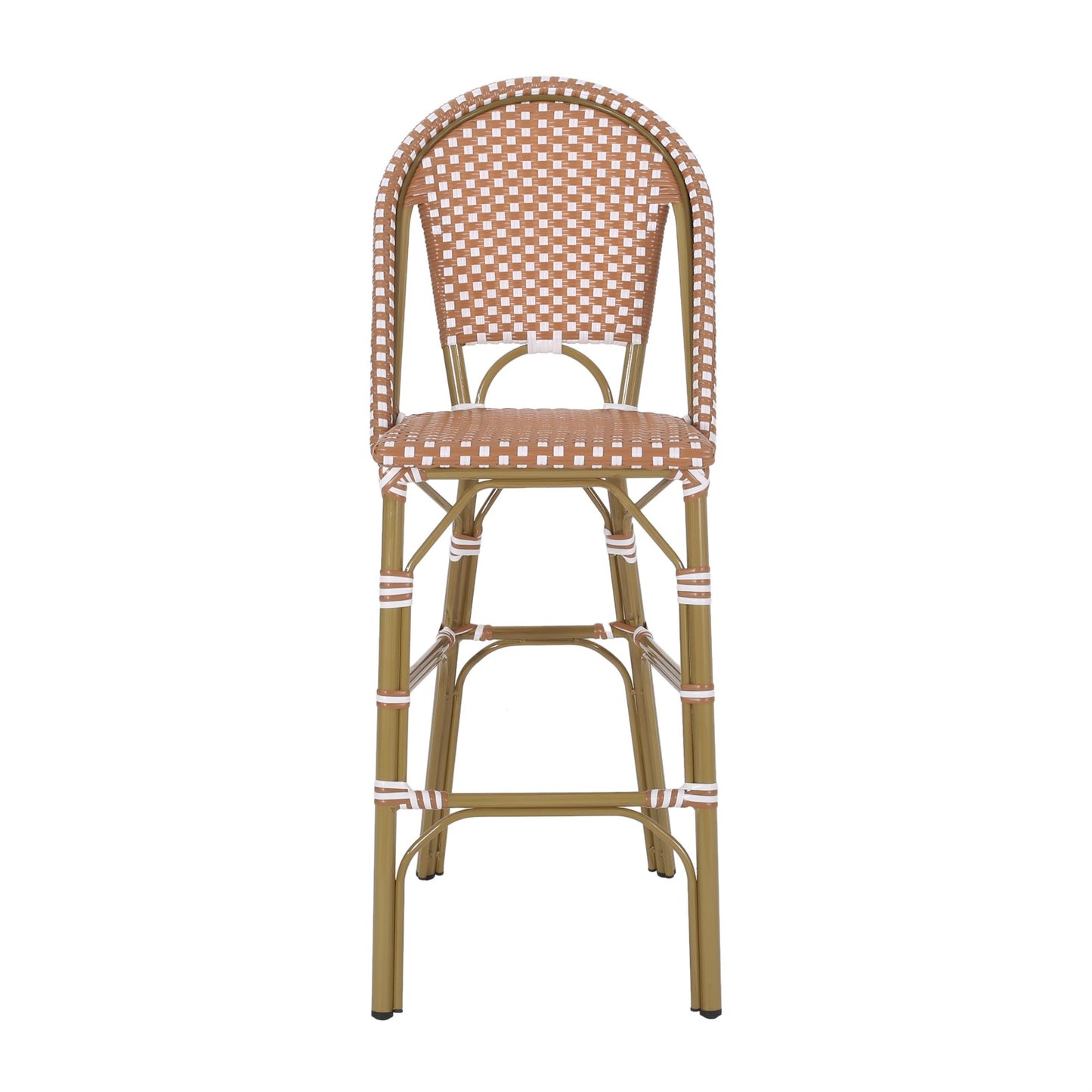 Aluminum Frame Wicker Bar Stool | Rust, Set of 2