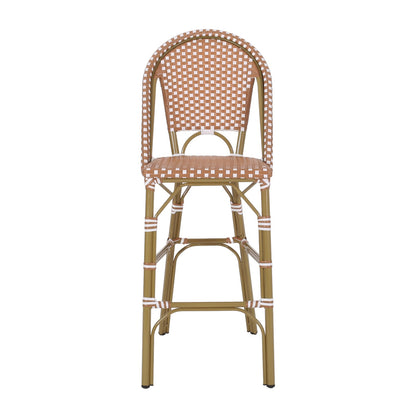 Aluminum Frame Wicker Bar Stool | Rust, Set of 2