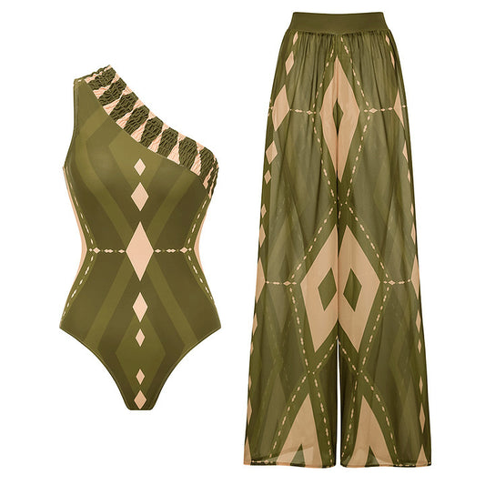 Polyester One-Piece Swimsuit | Halter, Backless, Women
