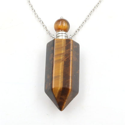 Natural Stone Perfume Bottle Necklace | Fluorite Pendant