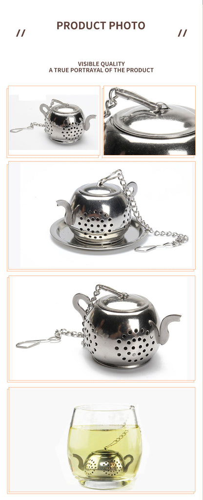 Stainless Steel Tea Leak | Round Pot-Shaped, Silver, 5.5cm