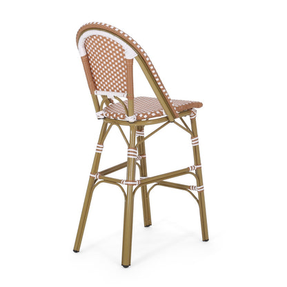 Aluminum Frame Wicker Bar Stool | Rust, Set of 2