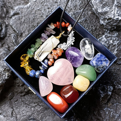 Natural Crystal Stone Chakras Bracelet | 11pcs Set