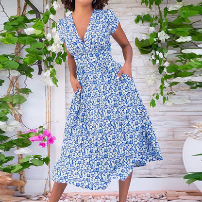 Four-Way Elastic V-Neck Dress | Red, Green, Blue, Sizes S-XXL