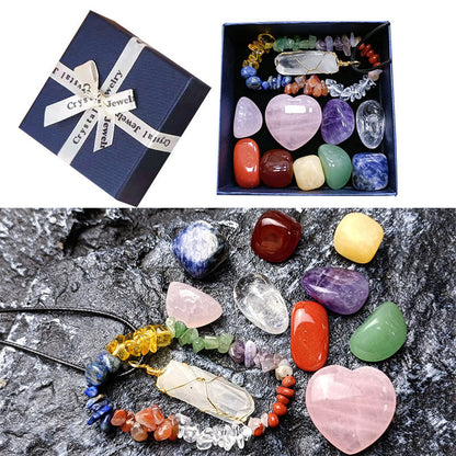 Natural Crystal Stone Chakras Bracelet | 11pcs Set
