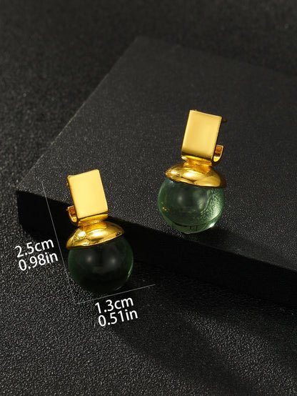 Alloy Dangle Earrings | Vintage Green Crystal