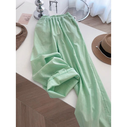 Chinese Style Casual Wide Leg Pants Cotton Linen Breathable Leisure Versatile Long Pants Summer Thin Cool
