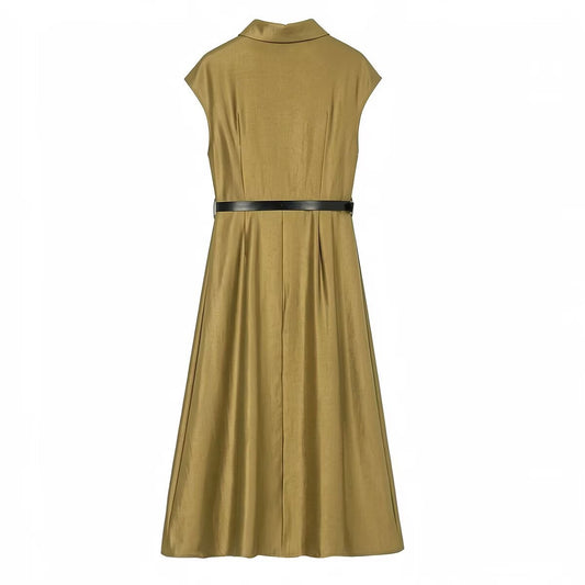 Polyester Sleeveless Dress | Long, High Waist, Casual